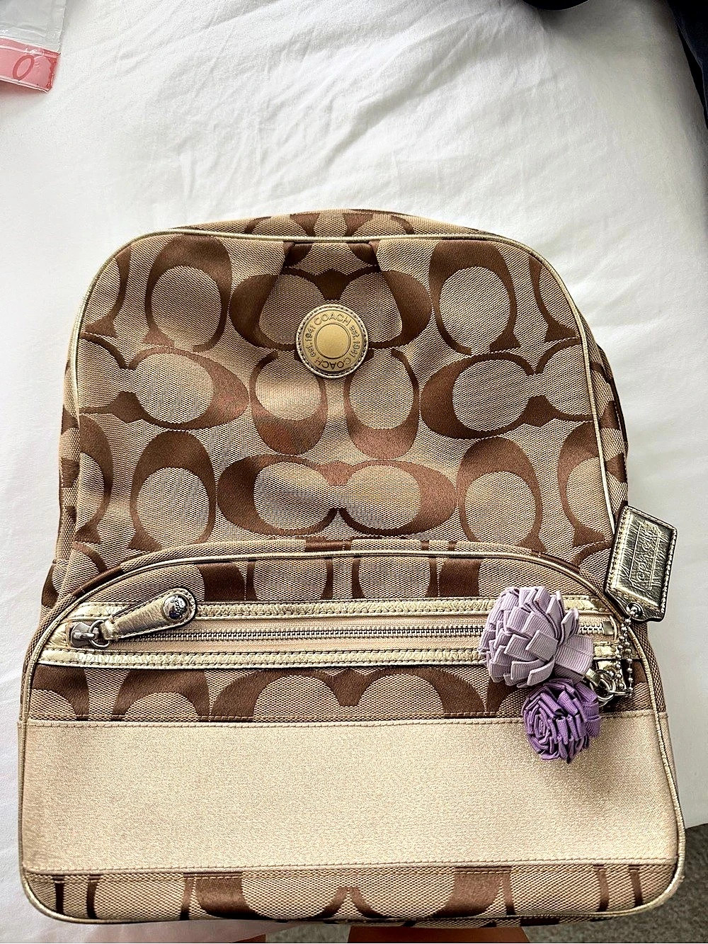 Coach Women's Brown & Beige Patterned Backpack